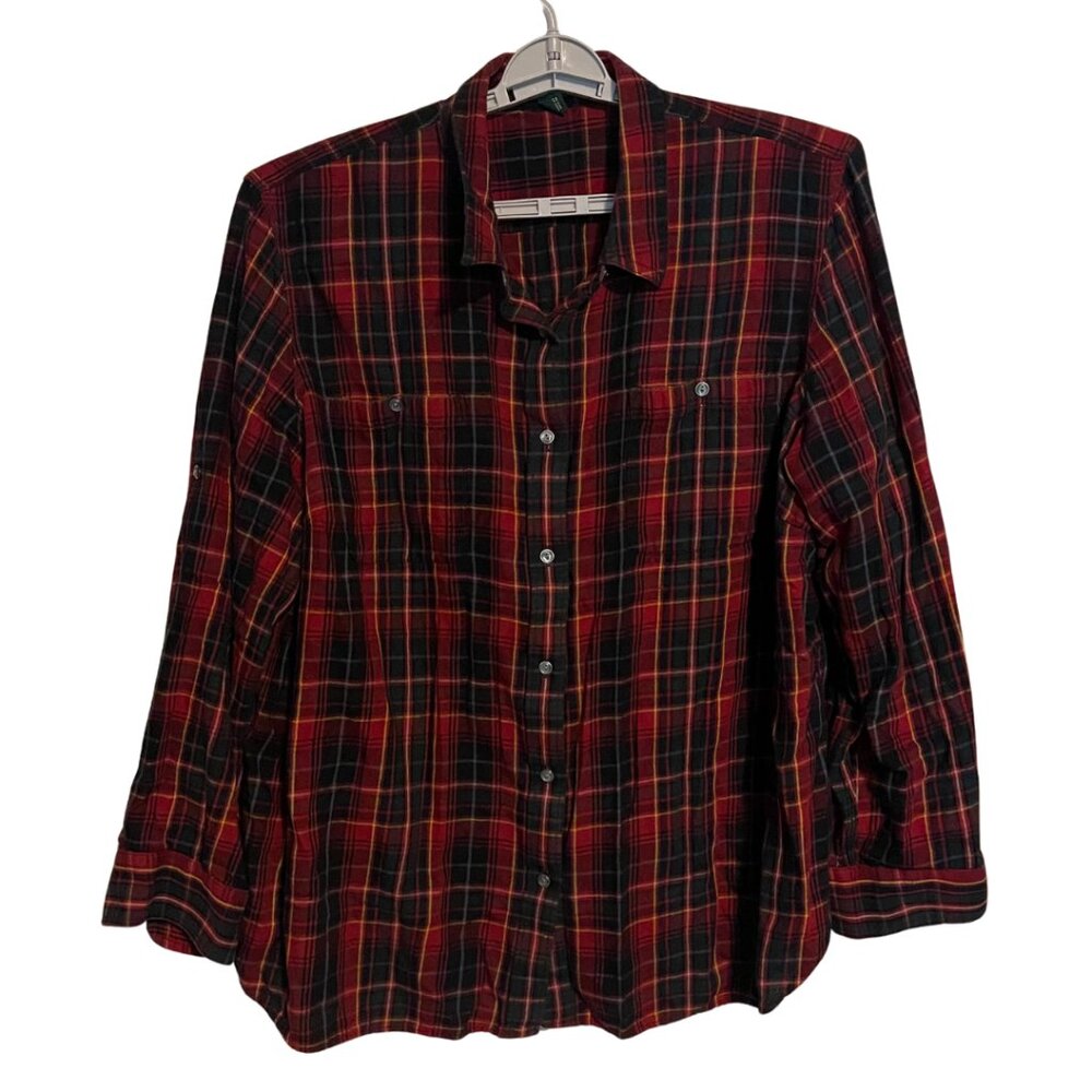 Lauren Ralph Lauren Red and Black Plaid Button-Down Shirt